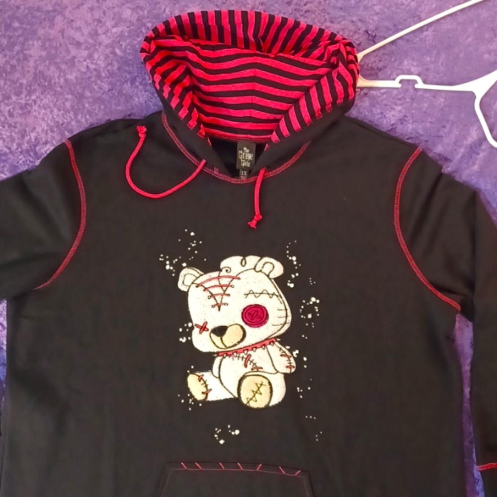 DOLLSKILL GRAVE GIRLS 1X PLUSH LOVE PULLOVER HOODIE LONG-SLEEVED OVERSIZED